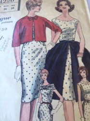 4220 61 VOGUE SHEATH DRESS, OVERSKIRT, BOXY JACKET, FICHU PATTERN 14 UNCUT